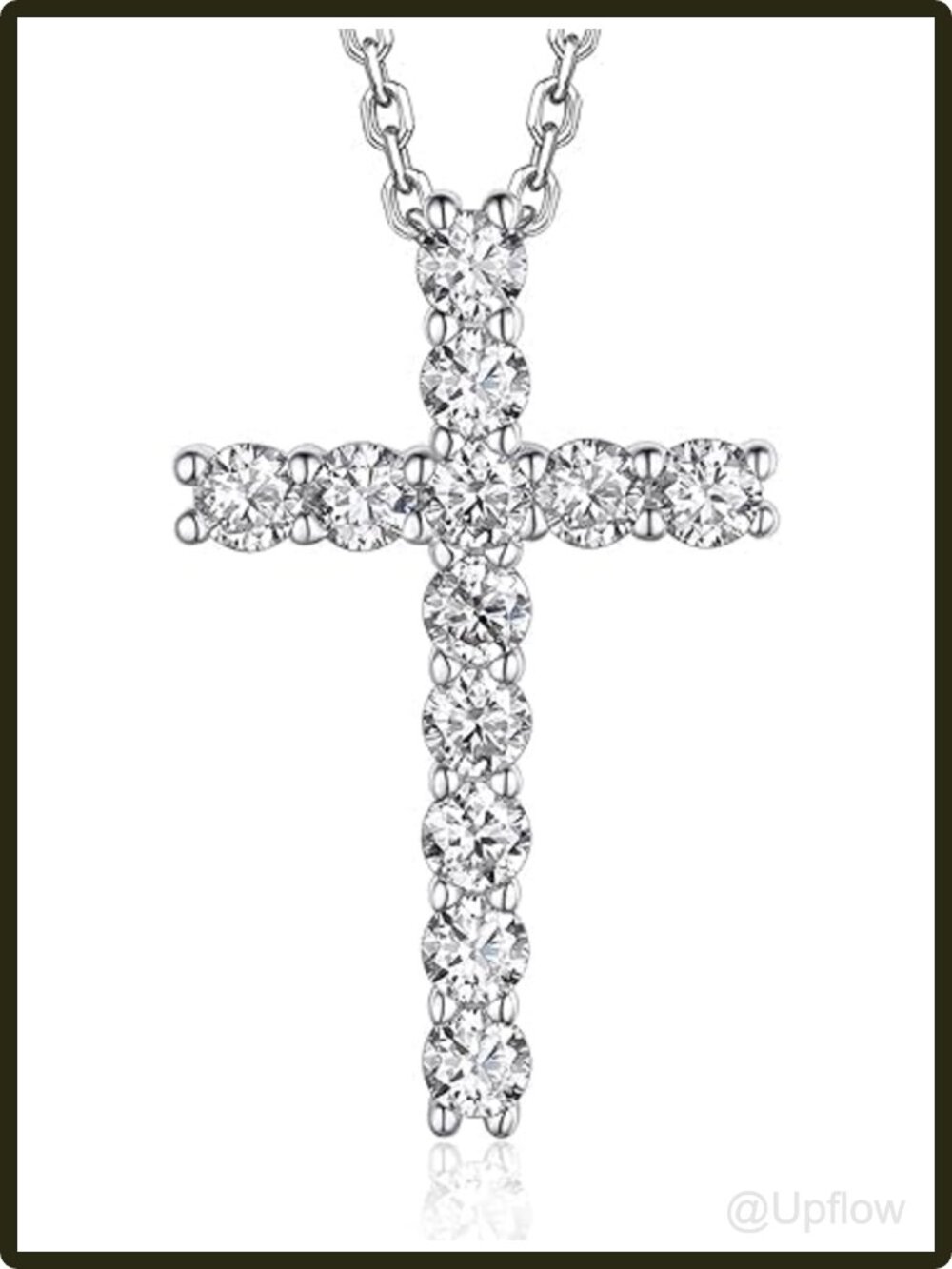 Women's Moissanite Cross Pendant Necklace Sterling Silver 1.2 Ct Round GRA